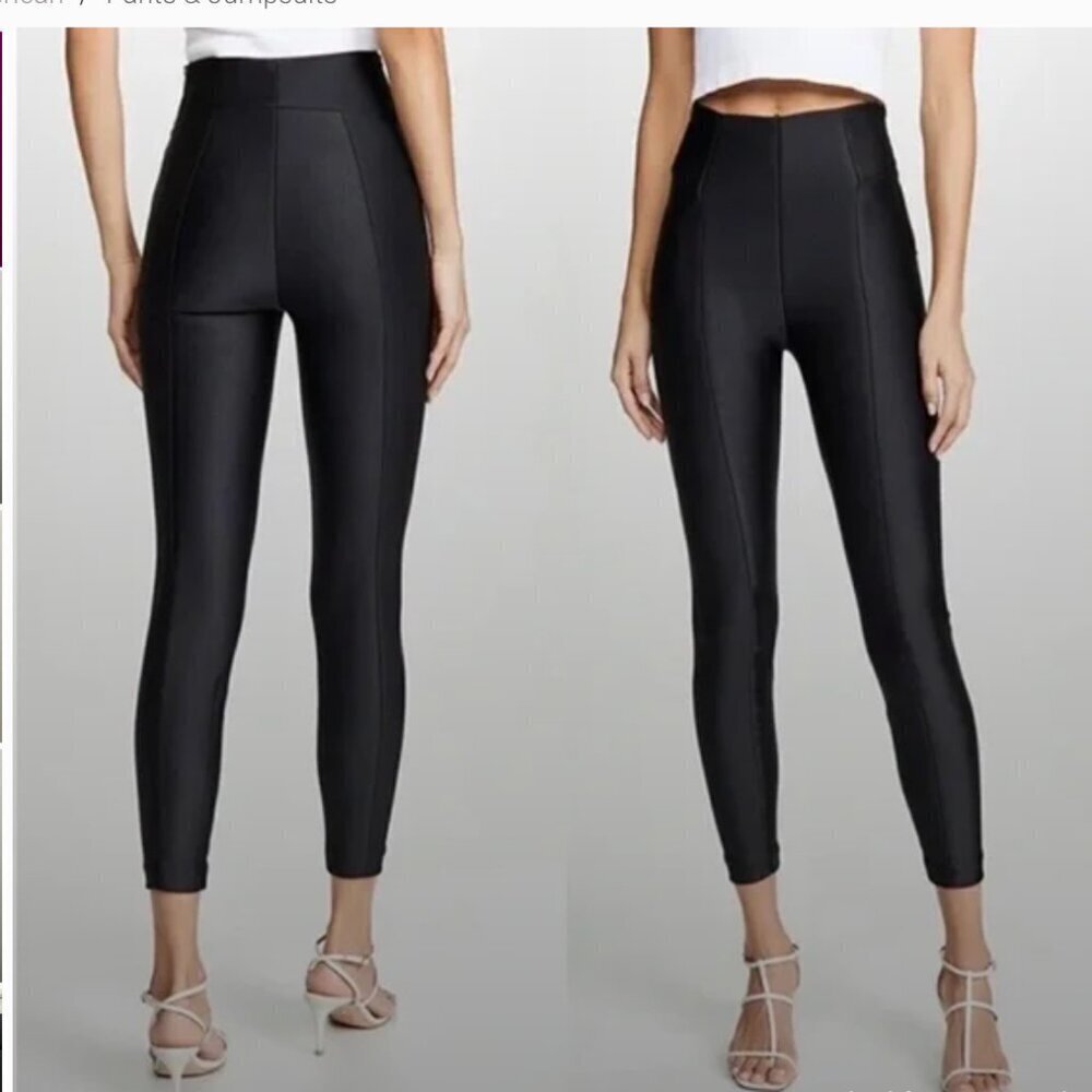 Good American The High Shine Boss Black Disco Pants Size 2 (Medium)